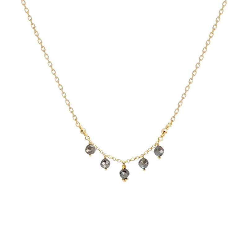 custom necklaces for women -Salt & Pepper Diamond Pop Necklace - 18k Gold