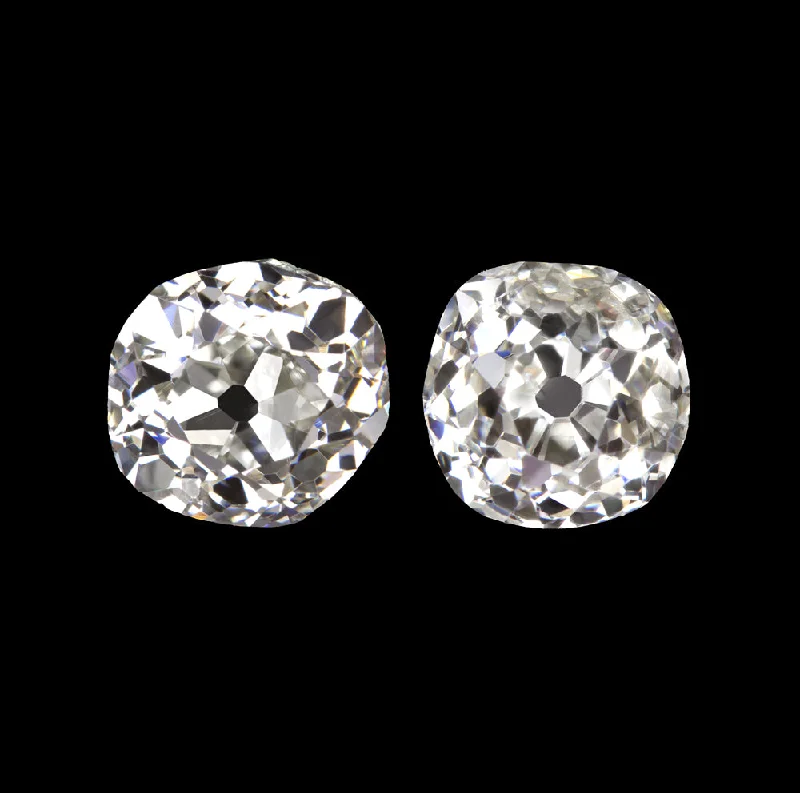 women’s large gemstone rings -0.66ct OLD MINE CUT DIAMOND STUD EARRINGS H VS2-SI1 ANTIQUE PAIR LOOSE NATURAL