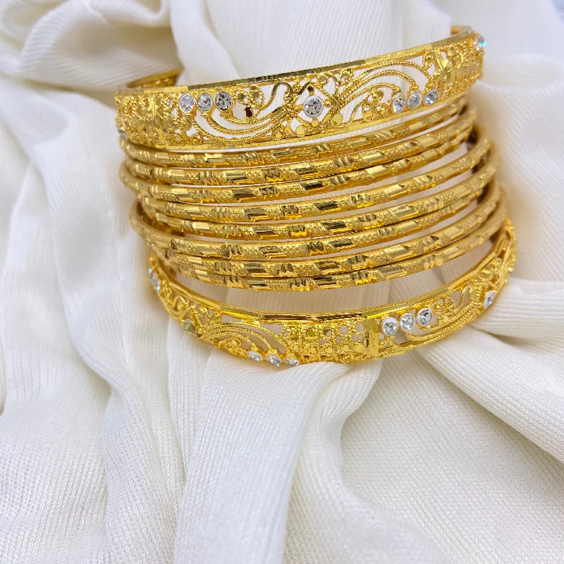 gold bangles with diamonds for women -Diamond Bunch Bangles 8+2 pcs.