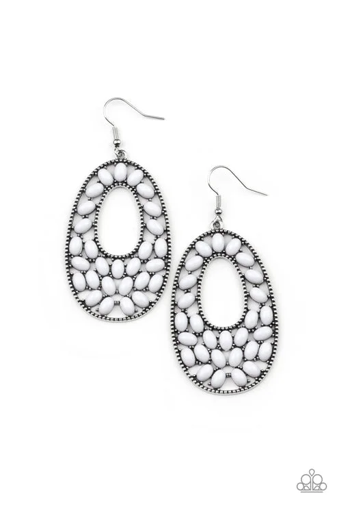 women’s opal earrings -Beaded Shores White Earring