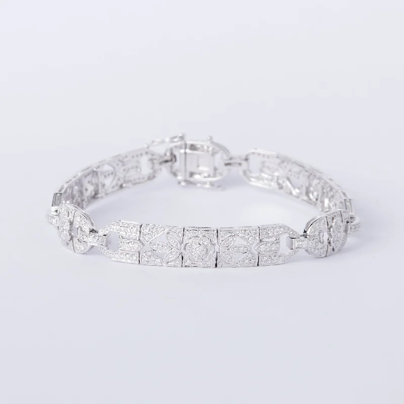 women’s engraved bangles -Deco Diamond Bracelet