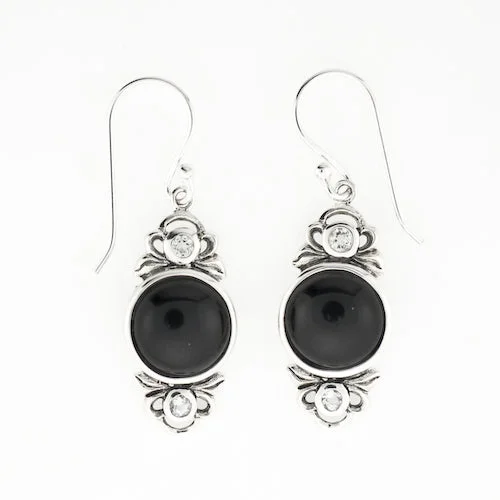 women’s ear jackets -Black and Clear Earrings