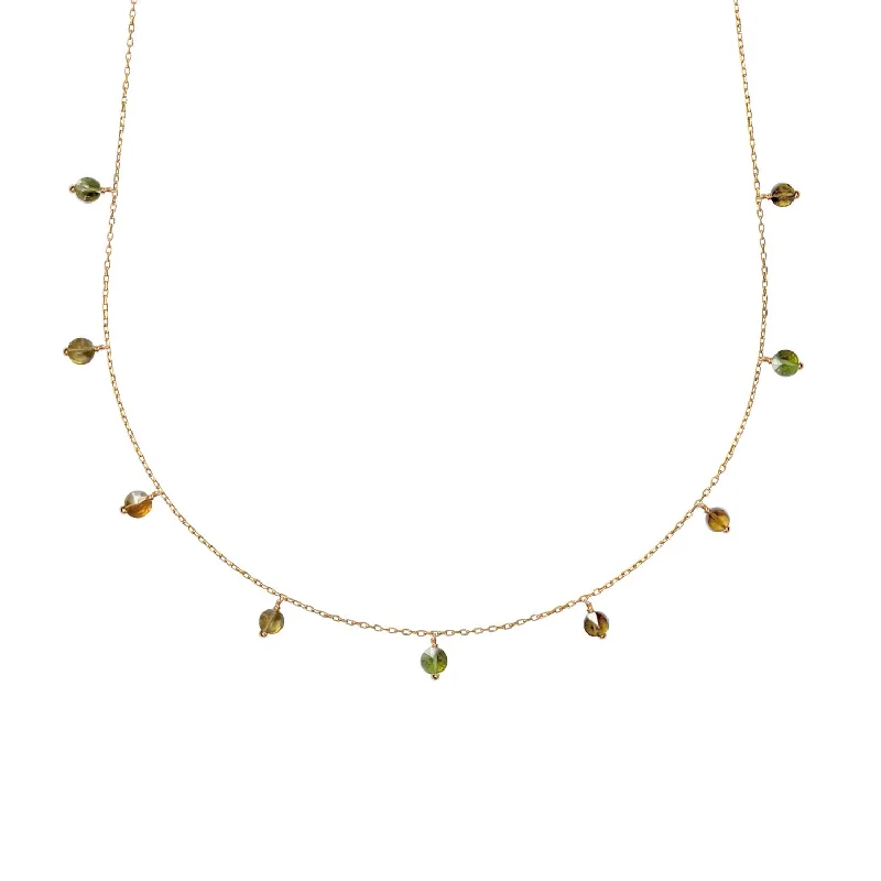 women’s thick chain necklaces -Golden Green Tourmaline Pop Galaxy Necklace - Limited edition 18k Gold