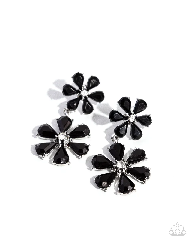 women’s bold stud earrings -A Blast of Blossoms - Black