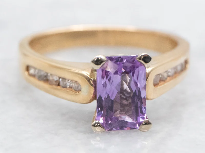 women’s affordable diamond engagement rings -Modern Pink-Purple Sapphire and Diamond Ring