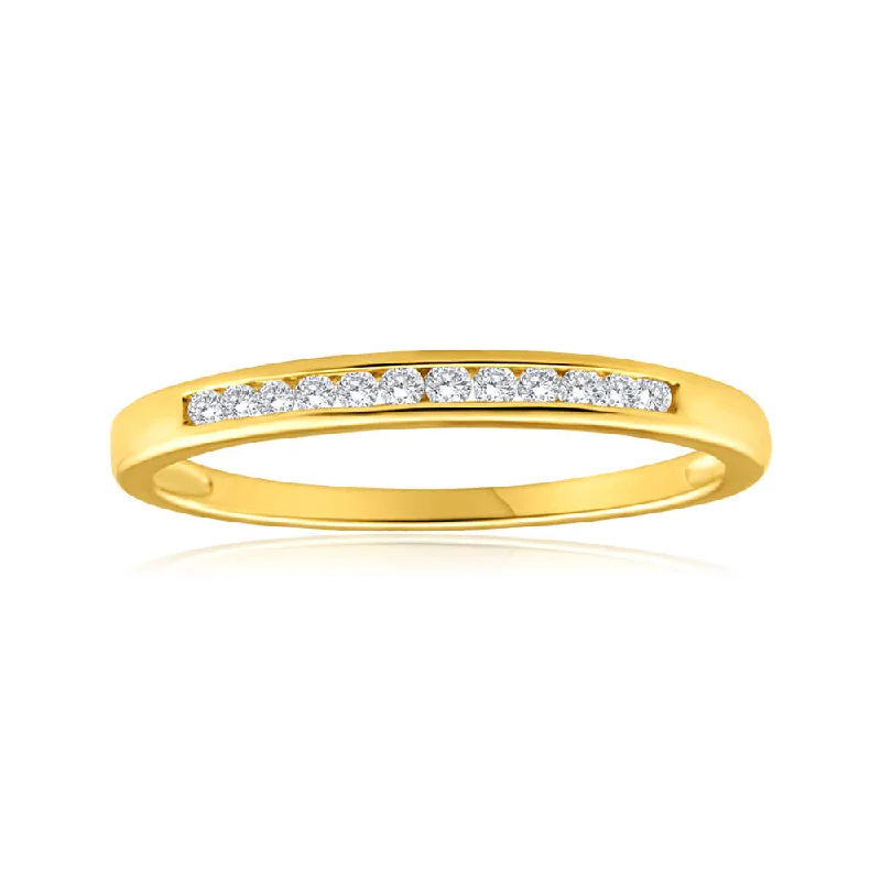 women’s custom engagement ring sets -9ct Yellow Gold Diamond Ring Set with 12 Brilliant Diamonds