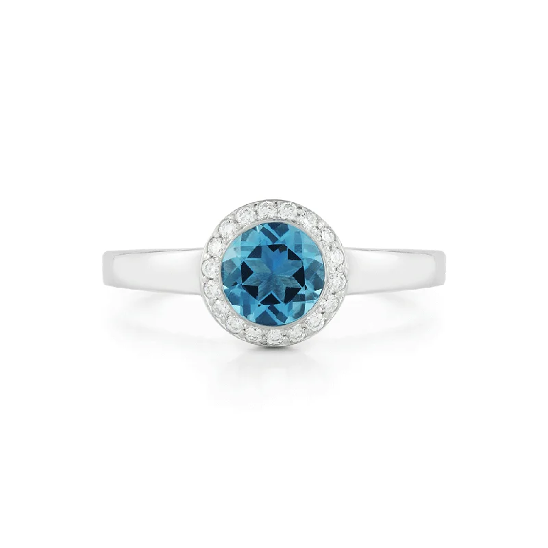 women’s sapphire and diamond engagement rings -Steller Aquamarine and Diamond Ring