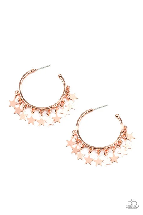 stud earrings for women -Happy Independence Day Cooper Hoop Earring