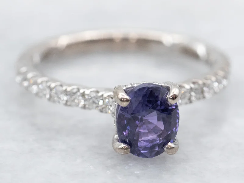 women’s bold engagement rings -Purple Sapphire and Diamond Ring