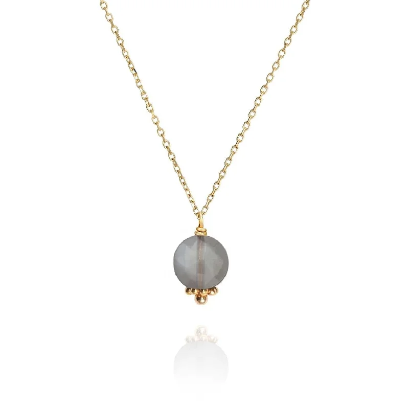 women’s classic necklaces -Gem Confetti Necklace Grey Moonstone - 18k Gold