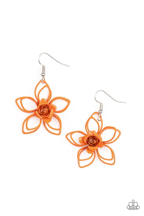 women’s sapphire drop earrings -Botanical Bonanza Orange Earring