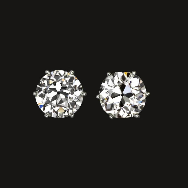 women’s modern rings -2.27ct OLD EUROPEAN CUT DIAMOND STUD EARRINGS 18k CERTIFIED H-I VS2-SI1 VINTAGE