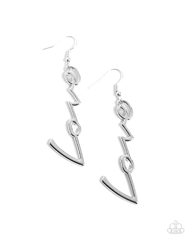 women’s bold earrings -Light-Catching Letters - Silver