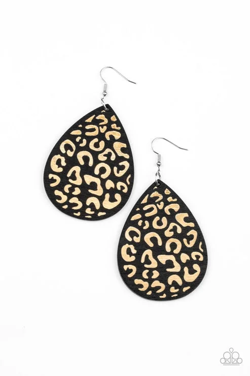 women’s pearl drop earrings -Suburban Jungle Black Earring