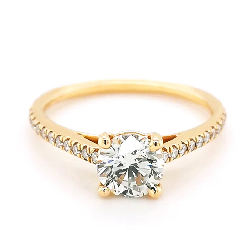 women’s double halo engagement rings -18ct Yellow Gold 1.00ct Round Brilliant Cut Diamond Ring