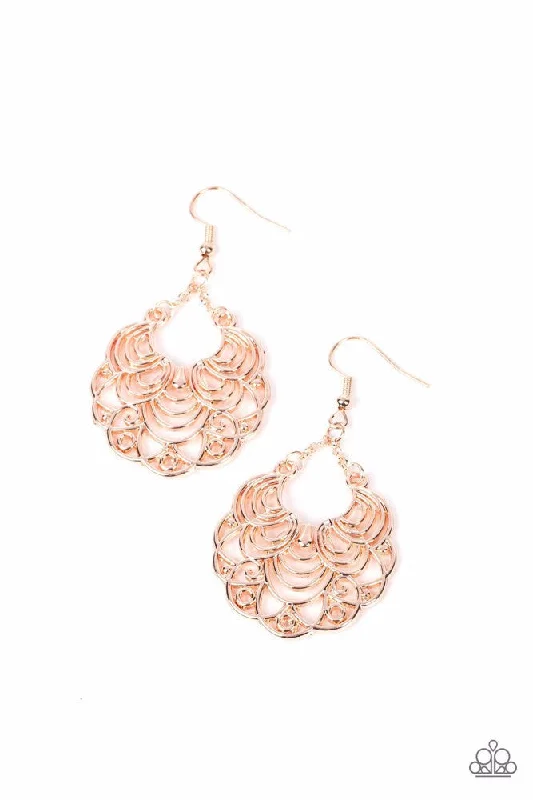 women’s crystal drop earrings -Frilly Finesse Rose Gold Earring