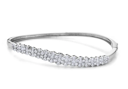 diamond bangles for women -18kt White Gold Diamond Cluster Bangle (2.36 ctw)