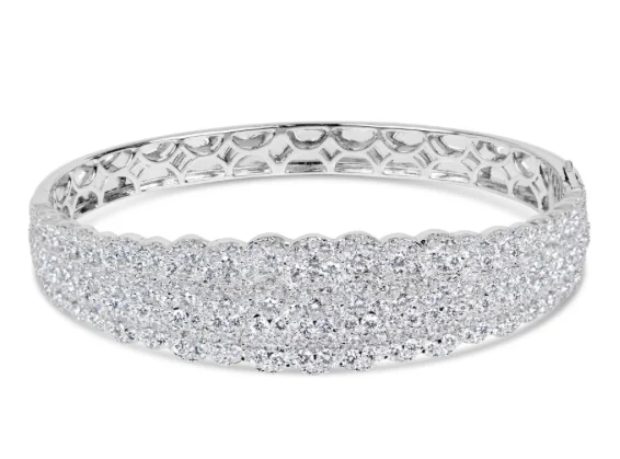 trendy charm bracelets for women -18kt White Gold Diamond Bangle (7.27 ctw)