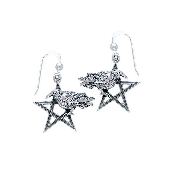 women’s handmade earrings -Raven on The Star Silver Earrings TE2871