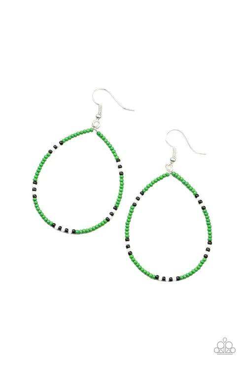 women’s vintage hoop earrings -Keep Up The Good BEADWORK Green Earring