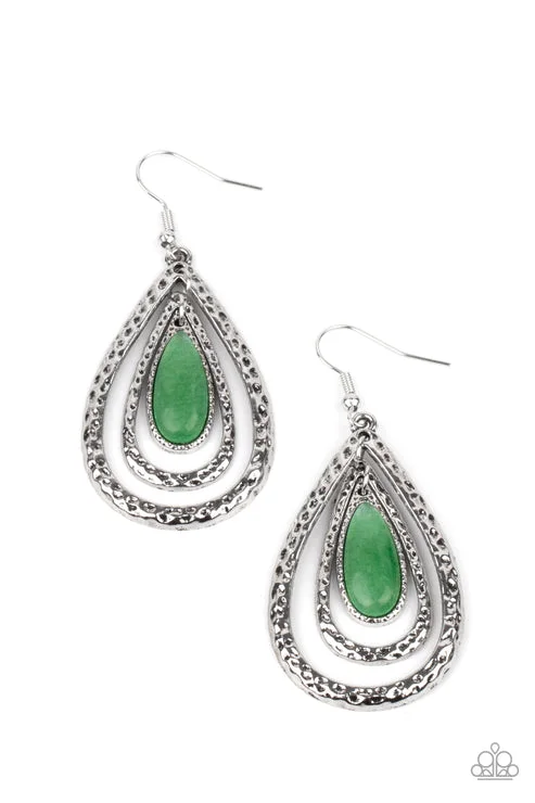 women’s dazzling earrings -Teardrop Torrent Green Earring