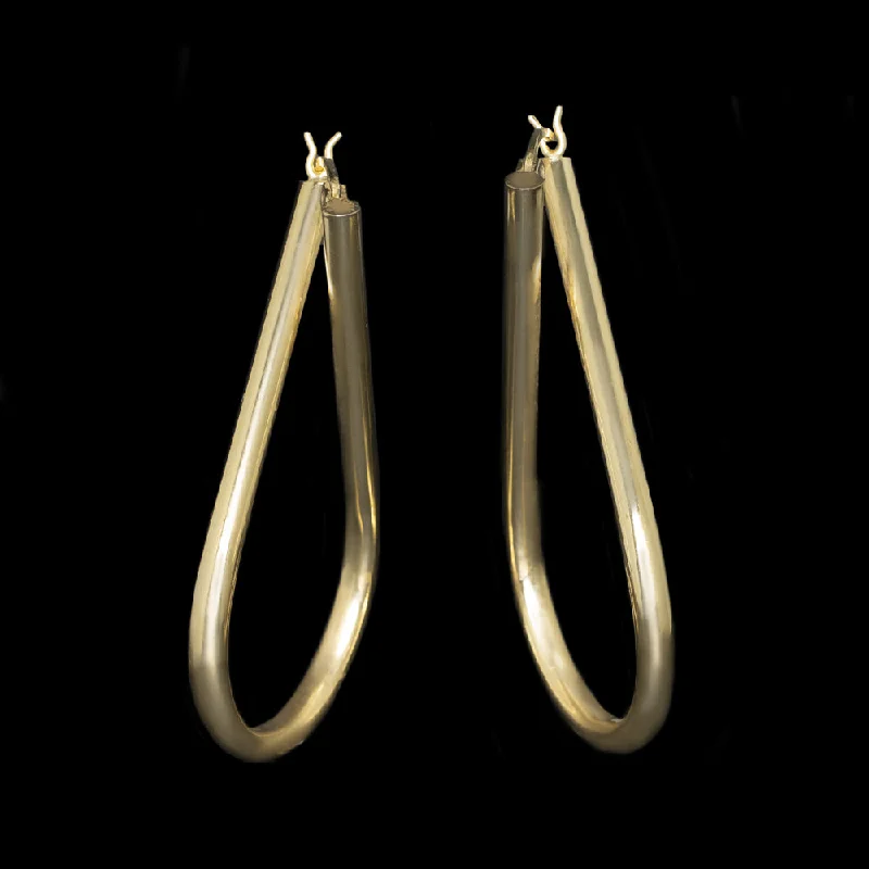 women’s statement rings -14k YELLOW GOLD CRISS CROSS HOOP EARRINGS 2 INCH TEARDROP TWIST MINIMALIST GIFT