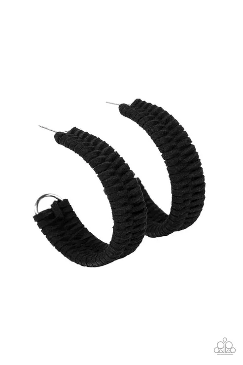 women’s dazzling earrings -Rural Guru Black Hoop Earring