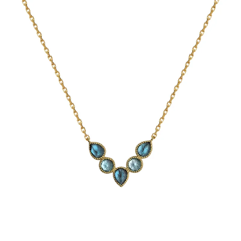 women’s pendant chain necklaces -Mosaik Spike Necklace - 18k Gold  Swiss & London Blue Topaz