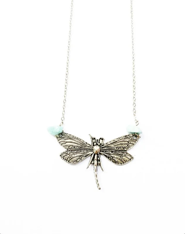 women’s choker necklaces -Dragonfly & Crystal Necklace