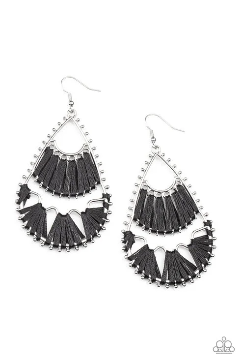 women’s statement earrings -Samba Scene Black Earring