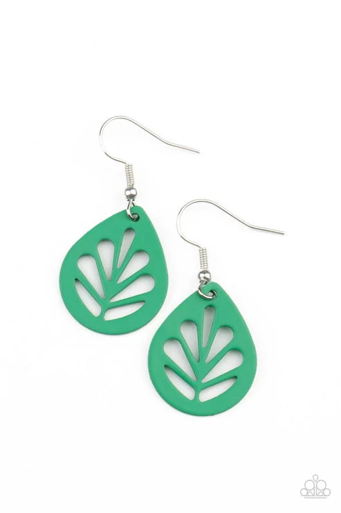 women’s opal drop earrings -LEAF Yourself Wide Open Green Earring