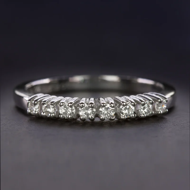 women’s eternity rings -VINTAGE DIAMOND PLATINUM WEDDING RING STACKING BAND F-G VS VERY GOOD ROUND CUT