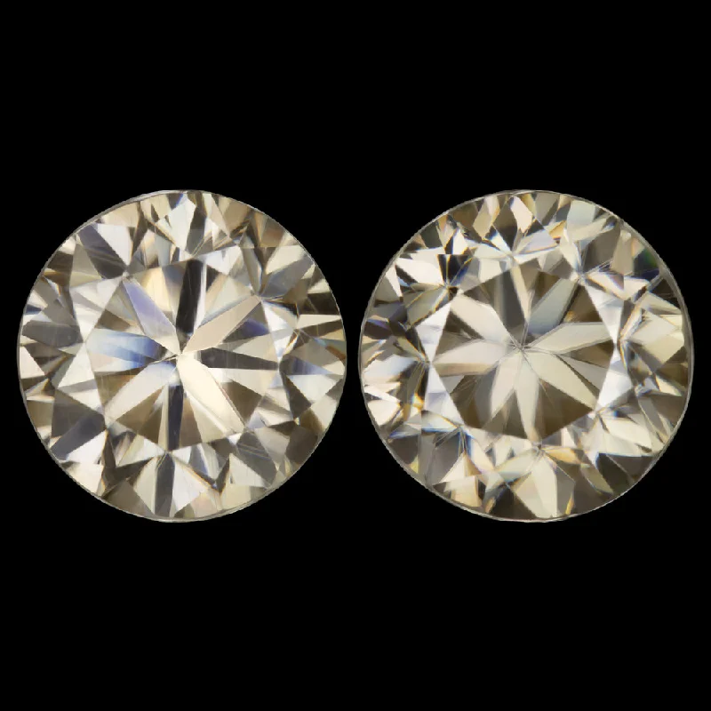 women’s engagement rings -3.5ct CHAMPAGNE MOISSANITE PAIR STUD EARRINGS 8.4mm ROUND BRILLIANT CUT LOOSE