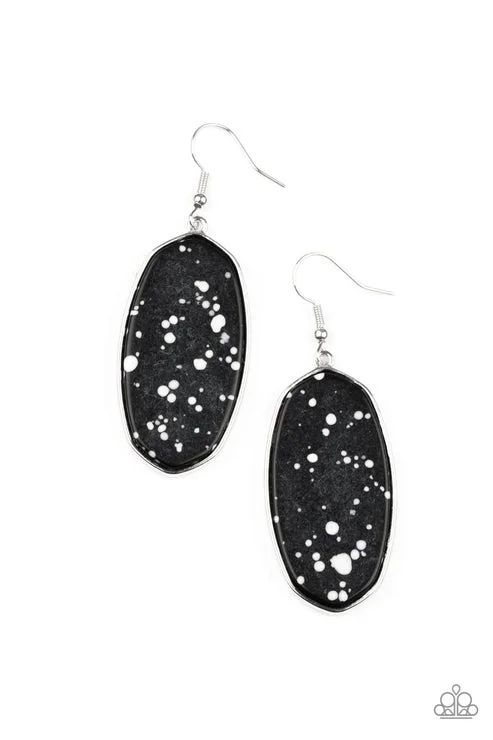 women’s infinity stud earrings -Stone Sculptures Black Earring