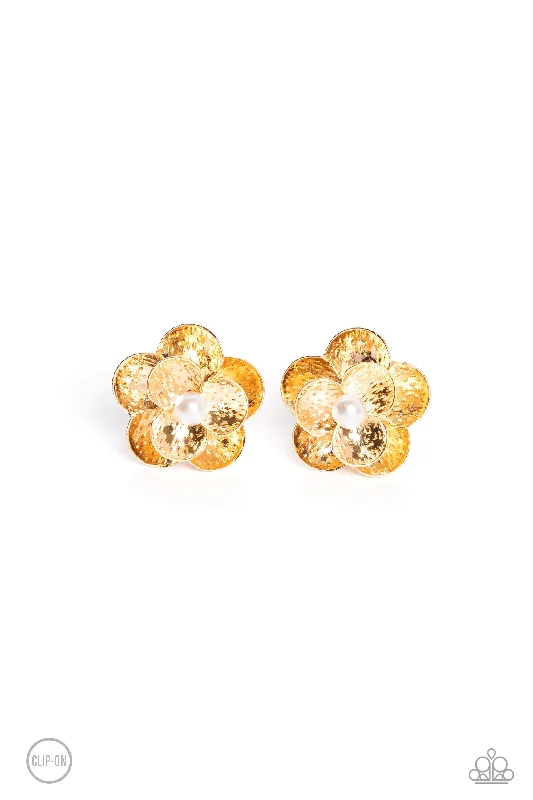 women’s emerald stud earrings -Miami Magic Gold Clip-On Earring