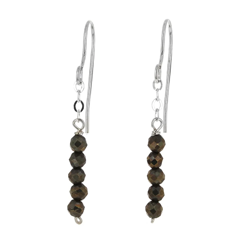 women’s crystal drop earrings -4mm Dangle Pyrite Earrings