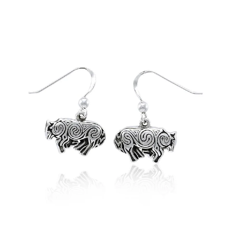 women’s dazzling earrings -Celtic Wolf Silver Earrings by Brigid Ashwood TER1398