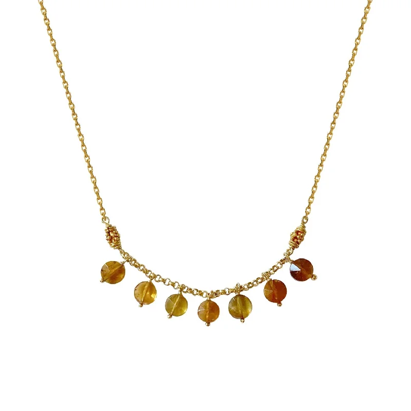 women’s boho-style necklaces -Golden Tourmaline Boho Dangly Necklace - Limited Edition - 18k Gold