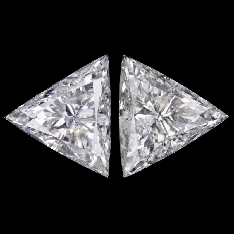 luxury solitaire rings for women -3.22ct TRILLION CUT F-G SI DIAMOND STUD EARRINGS MATCHING PAIR LOOSE TRIANGLE