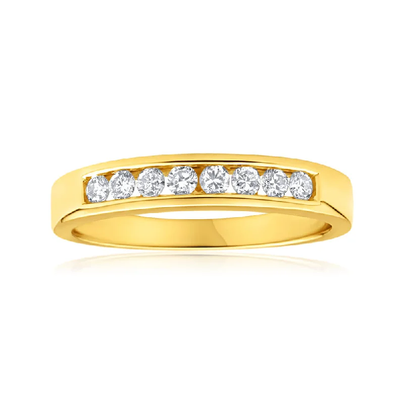 diamond engagement rings for women -18ct Yellow Gold 1/5 Carat Diamond Ring With 8 Diamonds