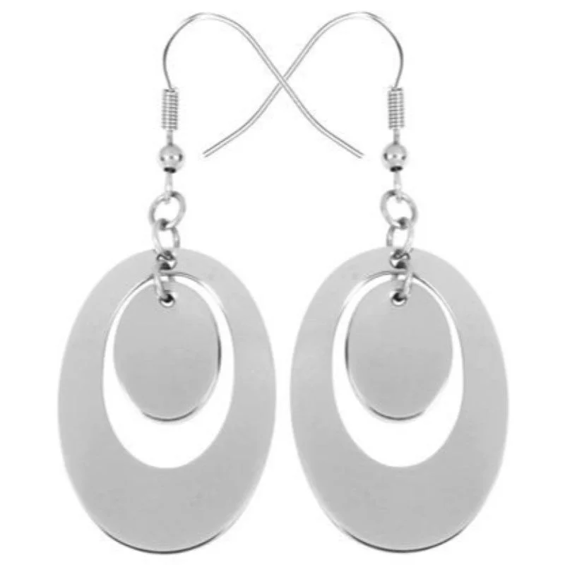 women’s statement earrings -Ring Of Saturn Stainless Steel Earrings