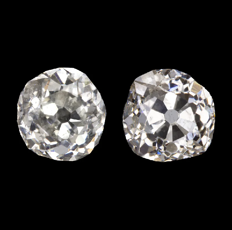 women’s gemstone rings -1.07ct OLD MINE CUT DIAMOND STUD EARRINGS K SI2 MATCHING PAIR LOOSE NATURAL 1ct