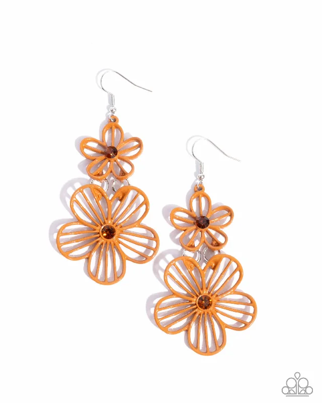 women’s emerald earrings -Textured Tiers - Orange