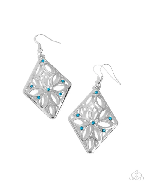 women’s sparkly earrings -Pumped Up Posies Blue Earring