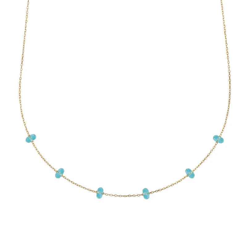 women’s simple chain necklaces -Gems Satellite Necklace Apatite - 18k Gold