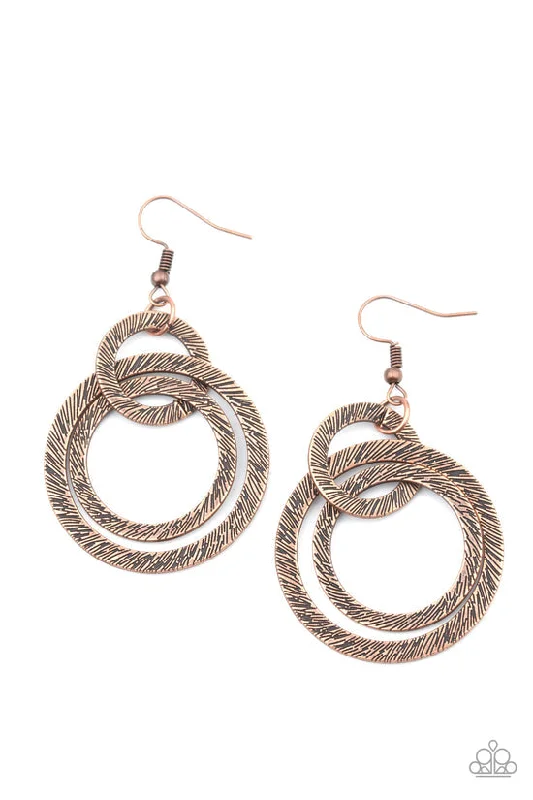 women’s crystal hoop earrings -Distractingly Dizzy Copper Earring