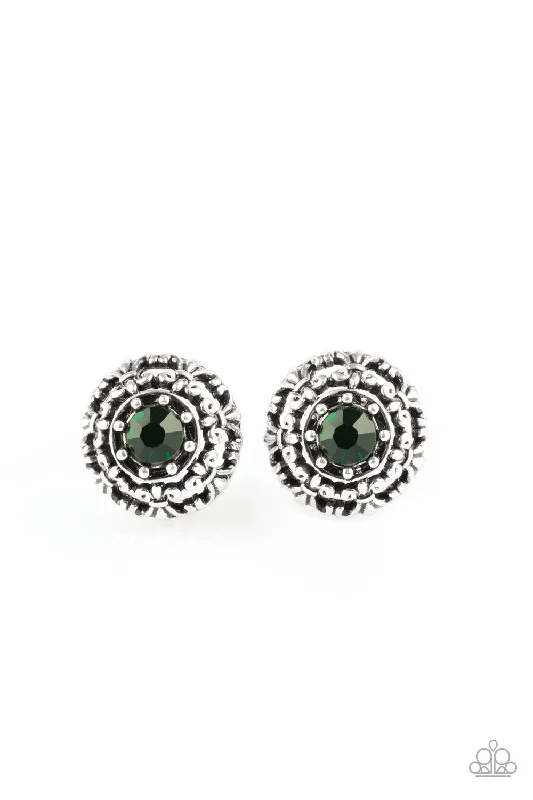 women’s sterling silver earrings -Courtly Courtliness Green Post Earring