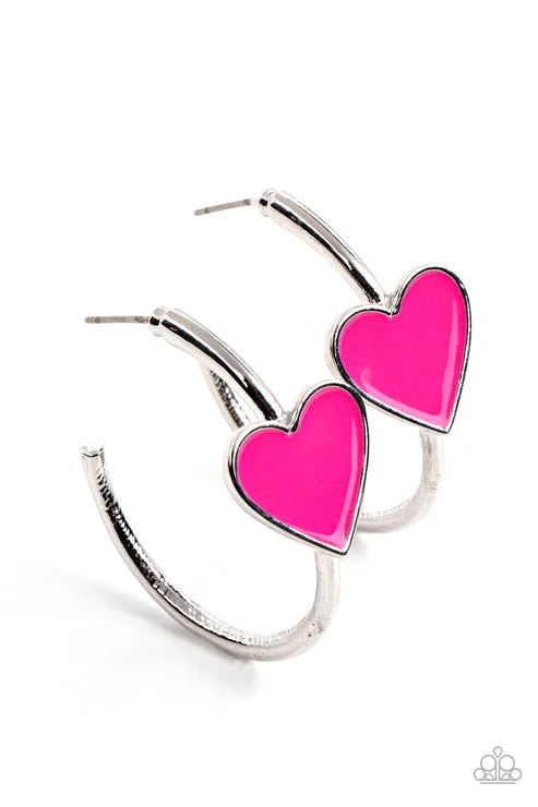 women’s emerald earrings -Kiss Up Pink Hoop Earring