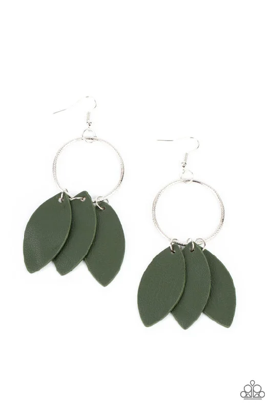 women’s vintage gemstone earrings -Leafy Laguna Green Earring