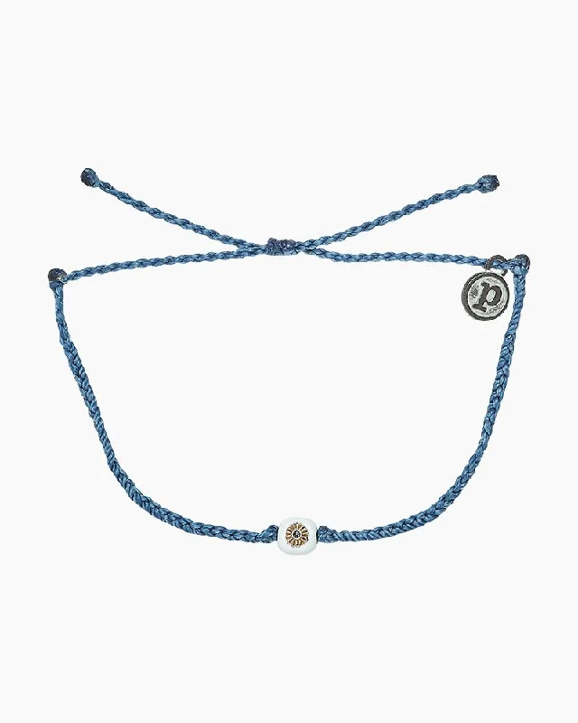 women’s stacked bracelets -PuraVida, Enamel Sunflower Bead Bracelet, Dusty Blue